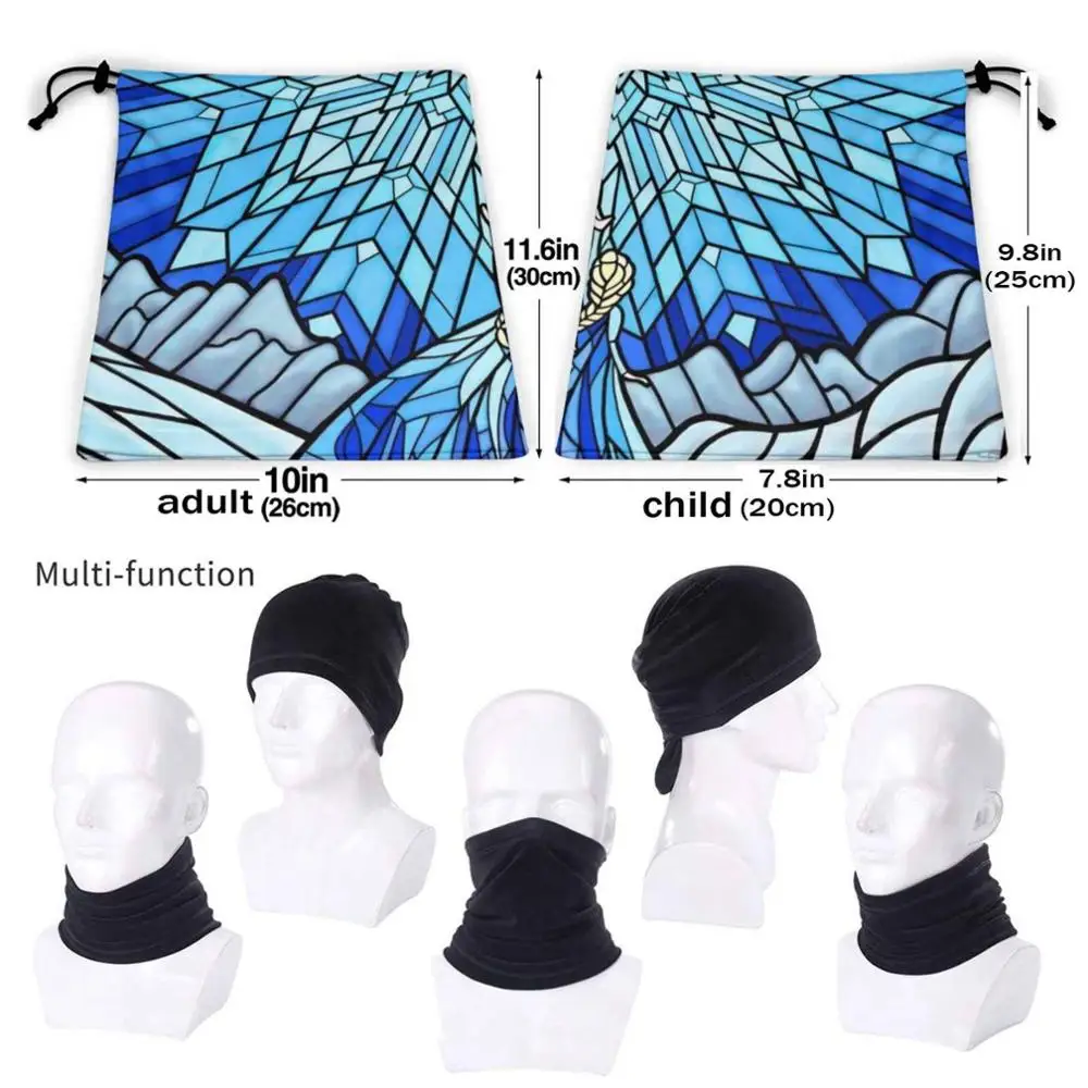 Fractals In The Stained Glass Window Outdoor Soft Warm Sport Scarf Elsa Snow Winter Magic Blue Ice Mountain Snowflake Stained wool scarf mens