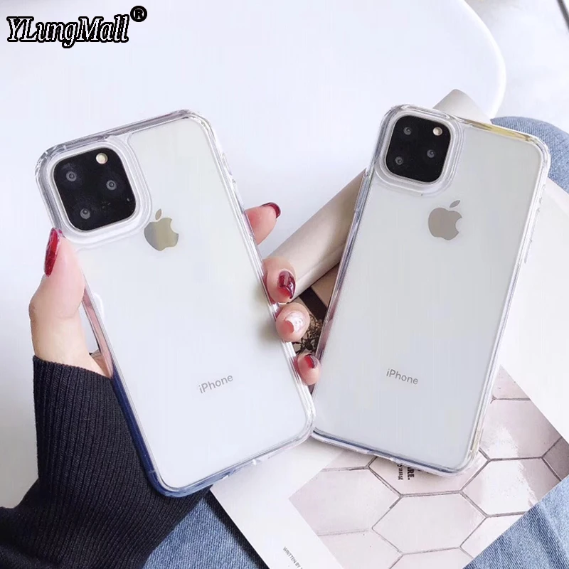 

NEW Transparent Glass Phone Case For iPhone 11 Pro Max 2019 Xs Max X XR 7 8 Plus Case Fashion Shockproof Bumper Protection Cover