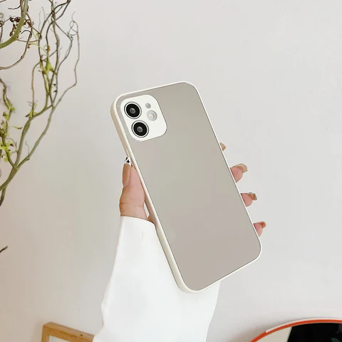 Makeup Mirror Case For Iphone 11 12 Mini Pro MAX X XR XS MAX 7 8 Plus SE 2020 Soft TPU Bumper Shockproof Cover Phone Case