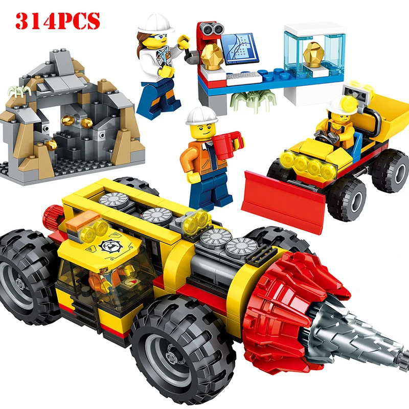 

314Pcs Building Blocks Engineer Mini Drilling Excavator Vehicle City Figures BricksCompatible Legoing Technic Kid Toys
