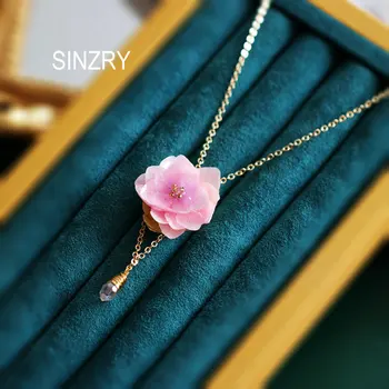 

SINZRY hotsale handmade origial natural real preserved flower crystal origin pendant necklace creative jewelry accessory