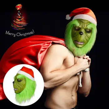 

Christmas Mask Funny Grinch Stole Halloween Cosplay Party Decor Latex Mask Adult Costume Halloween Horror Safe No-Toxic