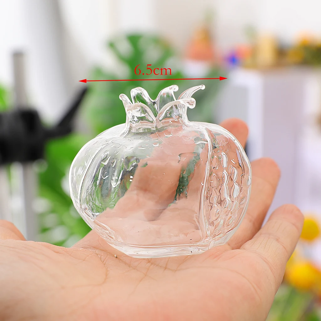 Small Pomegranate Shape Clear Glass Vase Flower Plants Terrarium Vase Containers