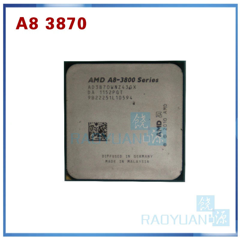 AMD A8 Series 3800 3870 3 ГГц 100 Вт четырехъядерный процессор AD3870WNZ43GX 3870K разъем FM1/ 905pin|cpu