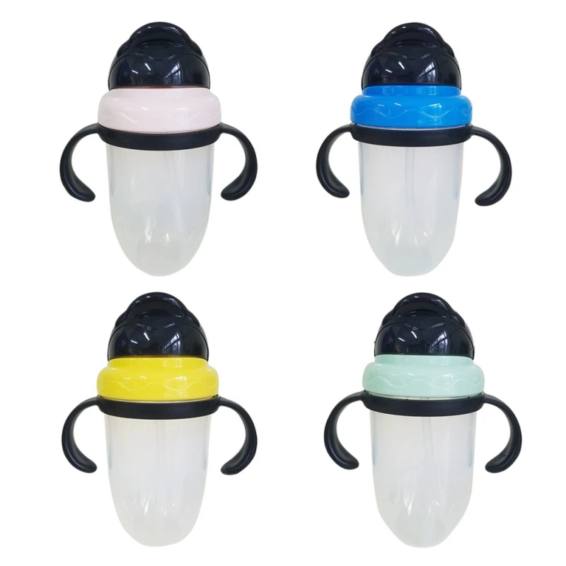 Baby Leakproof Feeding Bottles Training Drinking Straw Bottle Kids Silica Gel Handle Sippy Cup