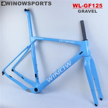 Marco de grava de carbono Winowsports GF125 marco para freno de disco de bicicleta, neumático máximo BB86, 700 X 40C o 650b x 2,1"