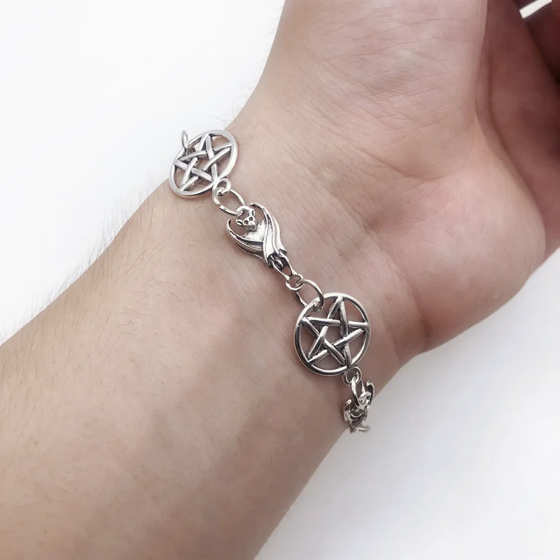 Bracelet chauve-souris pentagramme indépendant pour femme, Occult Dark Goth, E Girl Grunge, accessoires esthétiques, bijoux Unif