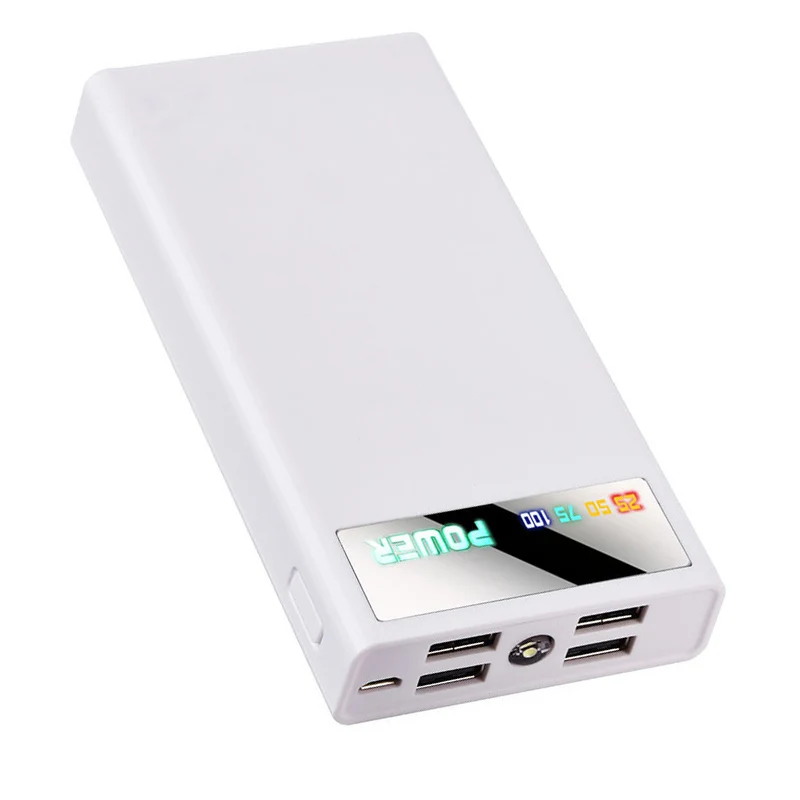 DIY power Bank 4 USB+ Micro USB 6x18650 корпус для зарядки корпус электропитания зарядное устройство чехол без батареи 1 шт - Цвет: Белый