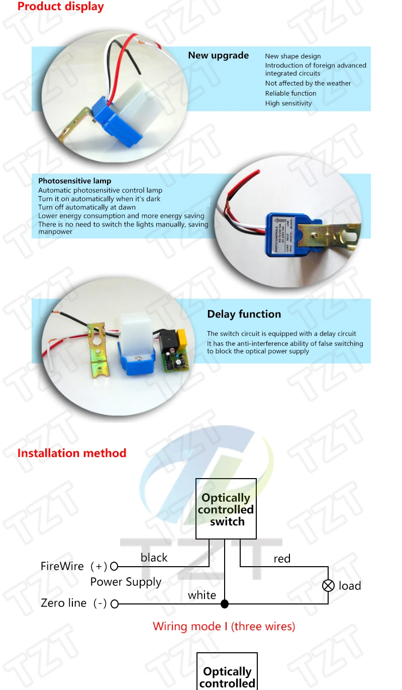 Description Picture 6 of item1PCS 10A Photoswitch Sensor Switch Auto On Off Photocell Street Light Control Universal 220V Automatic Sensor Home Accessories