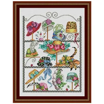 

Hats rack Patterns Counted Cross Stitch 11CT 14CT 18CT DIY Chinese Cross Stitch Kits Embroidery Needlework Sets home decor