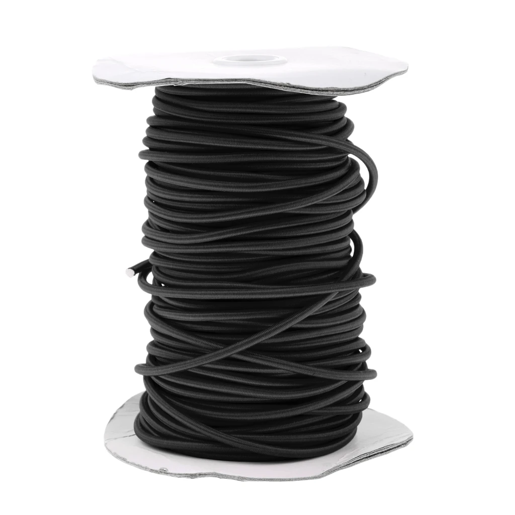 

4mm Elastic Bungee Rope Marine Shock Cord - Tie Down Roof Racks 75m Black