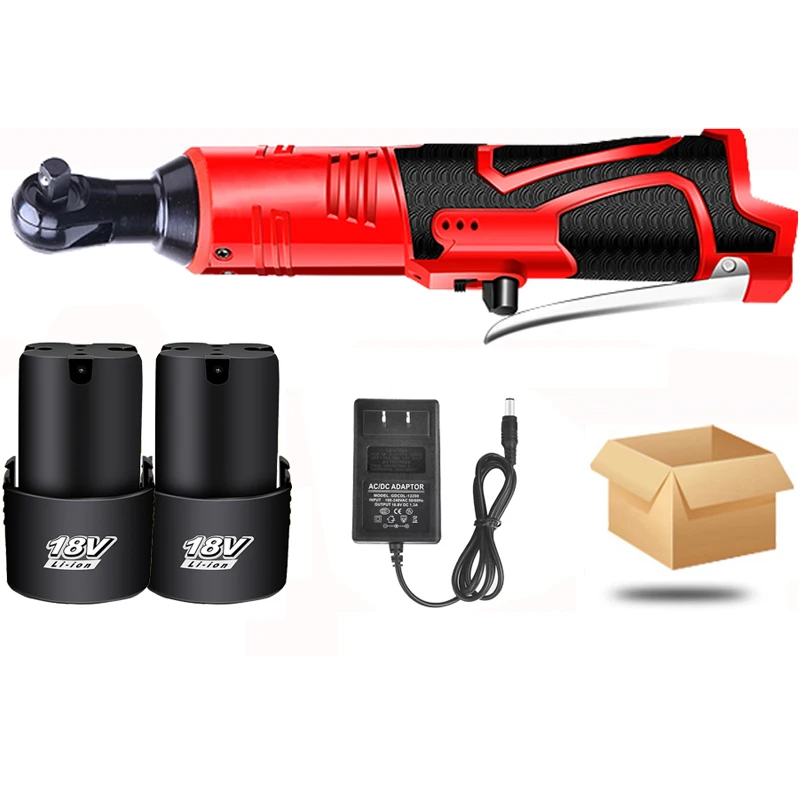 18 V/12 V Аккумуляторный электрошуруповерт 3/8 Inch Электрический ключ с трещоткой литий Батарея правый угол ключ, дюймовый стандарт+ светодиодный светильник Инструменты для ремонта автомобиля