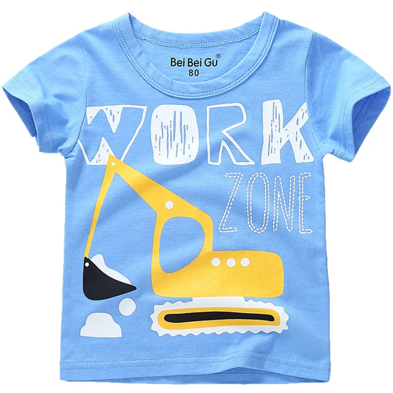 Boys T-shirt Kids Basic T Shirts Tractor Print Top Tees Children Cotton Clothing Baby Boy Design Shirts Kids Clothes - Цвет: T