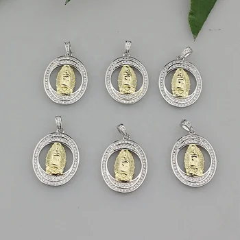 

15*25mm 10pcs/lot High quality cz pendant, Virgin Mary cubic zircon charm jewelry, exquisite bracelet/necklace accessories