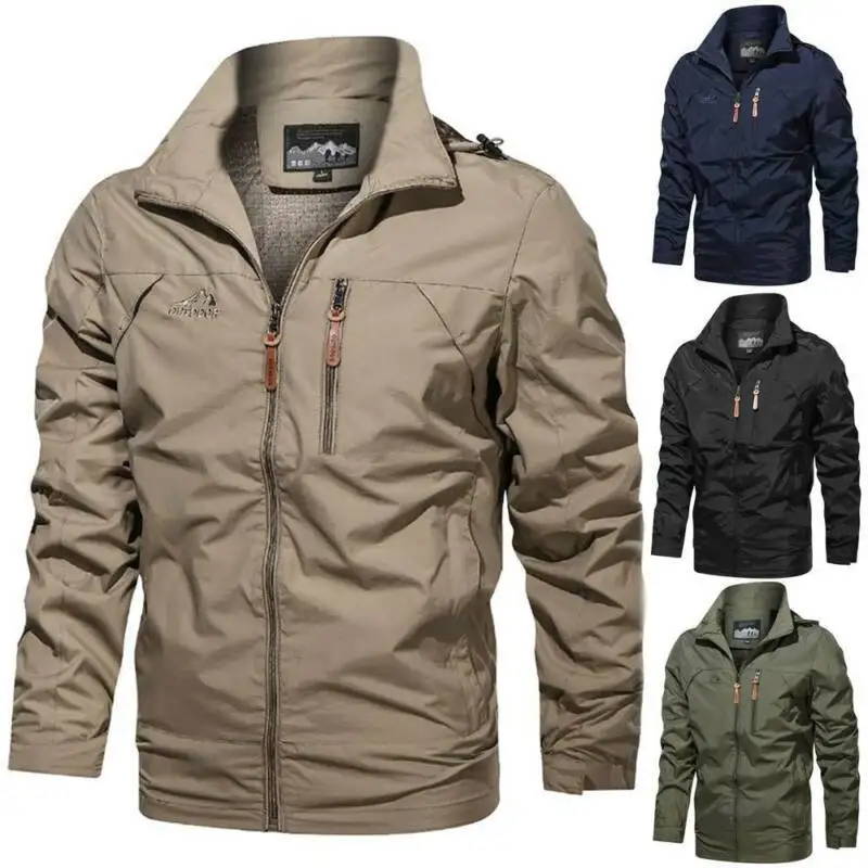 

Jacket Men Solid Color Military Tactical Coat Zipper Up Winter Warm Casual Coat Windproof Outwear Plus Size Jacket M-5XL