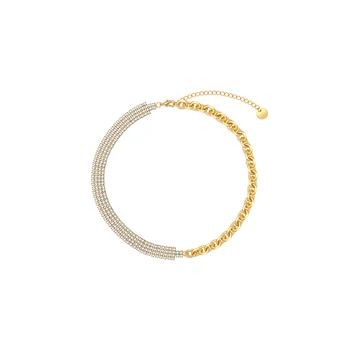 

Small design chain splicing water drill clavicle chain new Choker temperament fashion necklace female fashion
