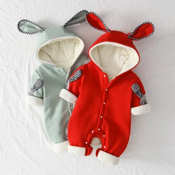 

Newborn Winter Bodysuit Overalls Plus Velvet Kids Thicken Warm Ouerwear Coat For Toddler Baby Boy Girl 3M 6M 9M 12M Snow Wear