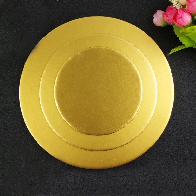 40 Pack 10 Inch Gold Cake Boards - Round Corrugated Cardboard Bases