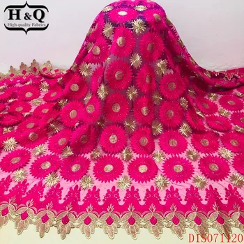 

H&Q pink nigerian guipure lace milk fiber fabric embroidery with stones french laces african water soluble fabrics 5 yards/piece