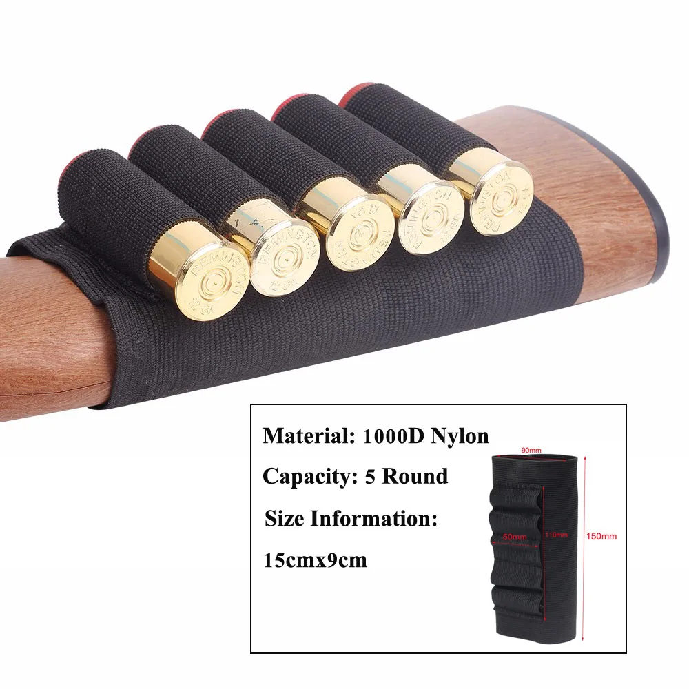 1000D Nylon Bullet Bag Outdoor Buttstock Hunting Ammo Pouch Tactical Military Airsoft Shell Holder Gun Accessories Cartridges