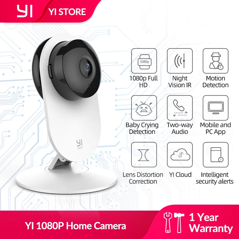  Домашняя камера YI 1080p Home Camera | Режим ночной съемки | Обнаружение движения | Двусторонняя аудиосвязь | Облачное хранилище 