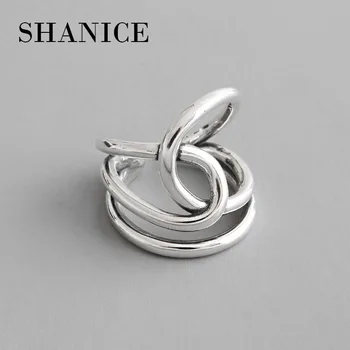 

SHANICE 925 Sterling Silver Open Ring personality INS niche retro interweaving Opening Rings Adjustable Finger Rings Retro Women