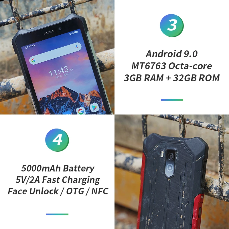 Смартфон Ulefone Armor X5 MT6763 Восьмиядерный IP68 Водонепроницаемый Android 9 разблокировка лица 3 ГБ 32 ГБ OTG NFC 4G LTE глобальная Версия Телефона