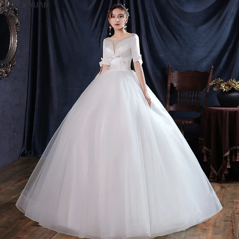 

Wedding Dress Bride White Party Lace Elegant Long Perfect Guest Princess Cut Fluffy Wedding Gowns Simple Wedding Dresses
