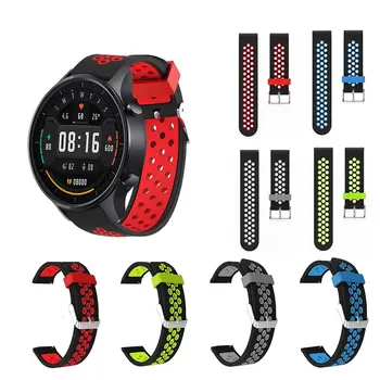 

For Xiaomi Watch Color (22Mm) Two-Tone Breathable Pin Buckle Strap Soft And Comfortable Silicone Strap Multiple Holes 1 Pcs