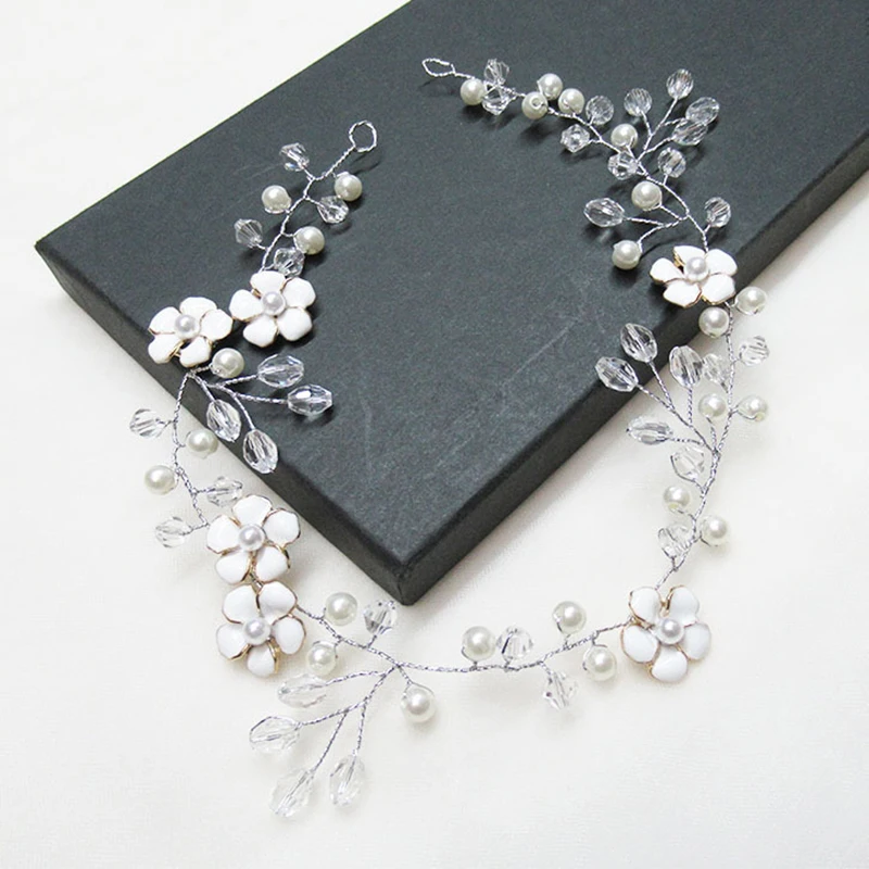 Hair Accessory Crown Floral Crystal Pearl Jewelry Headdress Western Wedding Bride Handmade Hairpin Ornaments