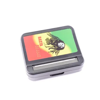 

Cool Skull Printing Cigarette Accessories Metal Cigarette Rolling Machine Manual Tobacco Rolling Machine with Cigarette box