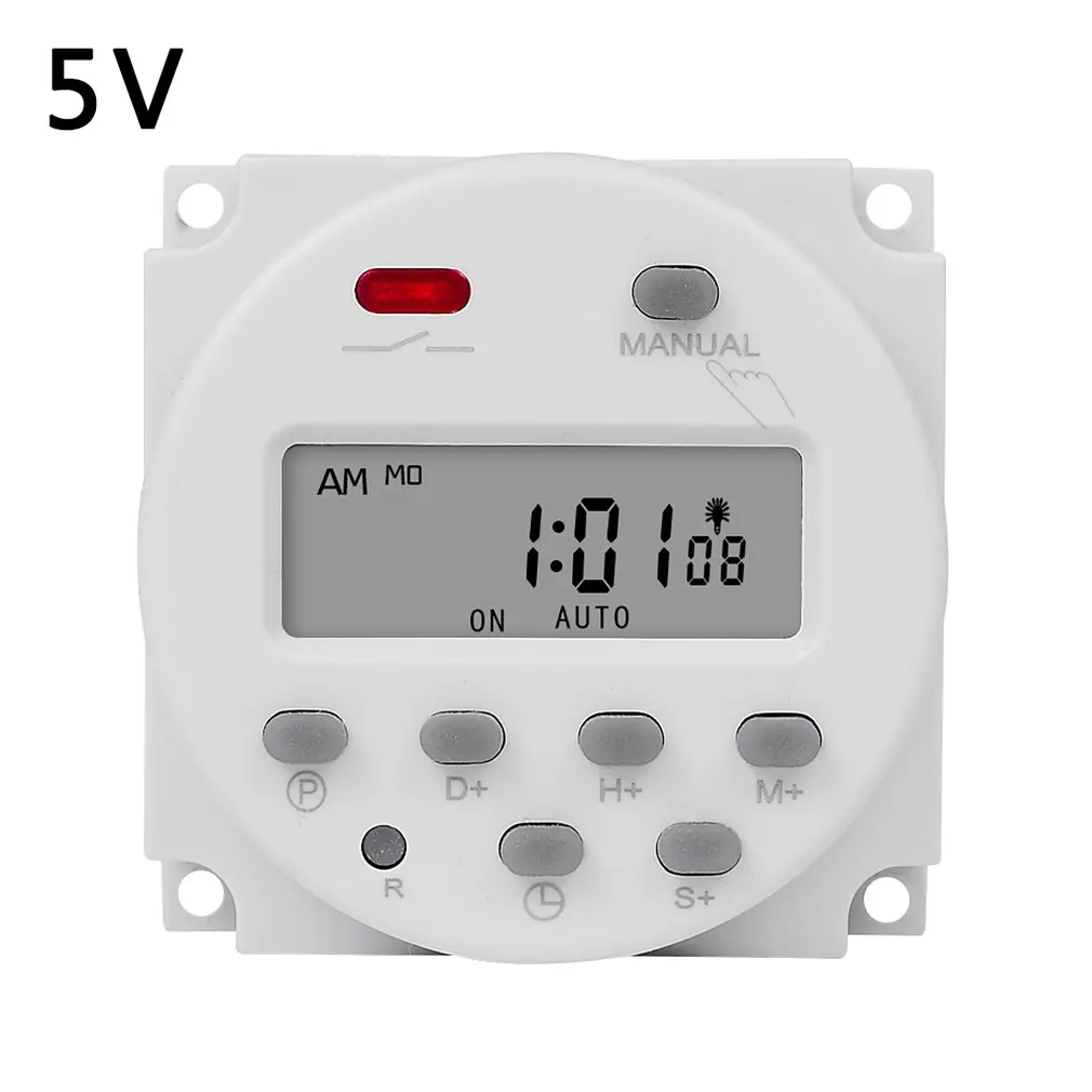 Temporizador LCD Digital con interruptor, programador de relé de tiempo programable semanal de 7 días, 5V, 12V, 24V, 110V, 220V, CN101S, 1 segundo intervalo