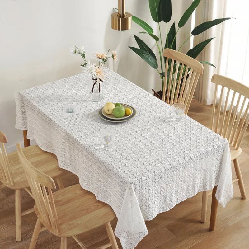  White Lace Tablecloth for Wedding Party Romantic Floral Embroidery Cloth Home Cafe Restaurant Table