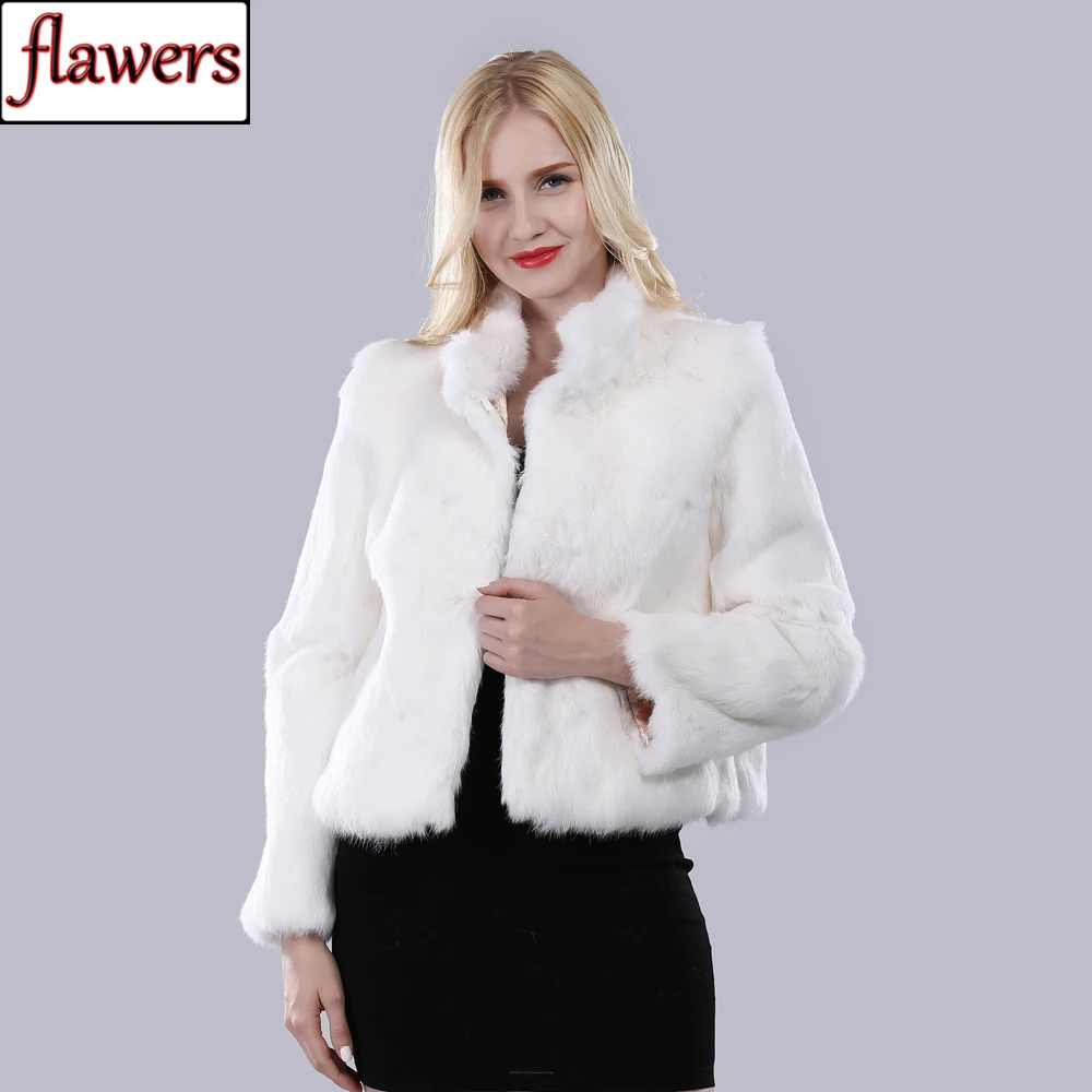 

2019 New Genuine Rabbit Fur Coat Women Full Pelt Real Rabbit Fur Jacket Winter Fur Overcoat Customized Big Size Mandarin Collar