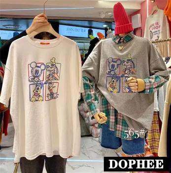 

Korean New Fashion Short-sleeved T-shirt Female 2020 Spring Loose Cartoon Mickey Print Shirts Tees Students Oversize Tops