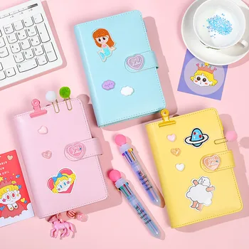

Cute A6 Binder Notebook Bullet Journal Set Korean Spiral Notepad Planner Organizer Grid Note Book Girls Travel 6 Rings Handbook