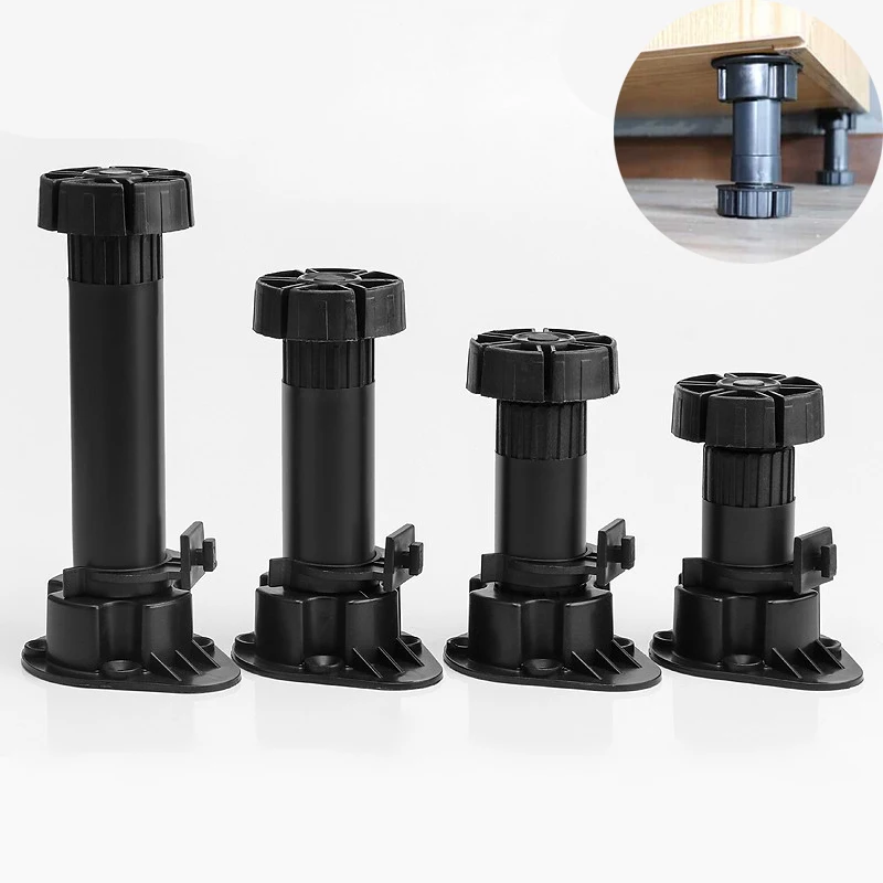 4pcs Plastic Furniture Legs 8 10 12 15cm Adjustable Height Rubber Sofa