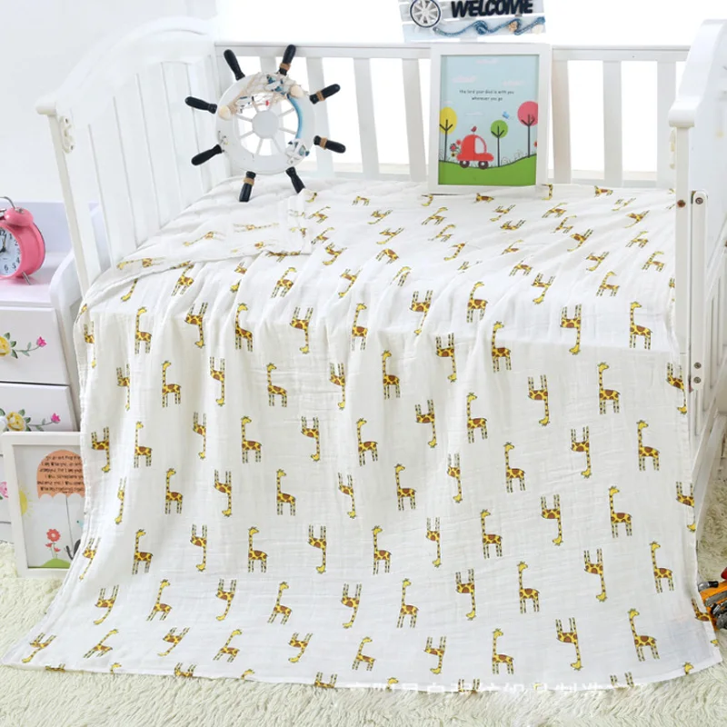 Детское одеяло пеленание муслиновая ткань обертывание для новорожденного мальчика девочки банное полотенце пеленание марля хлопок коляска крышка - Цвет: Giraffe