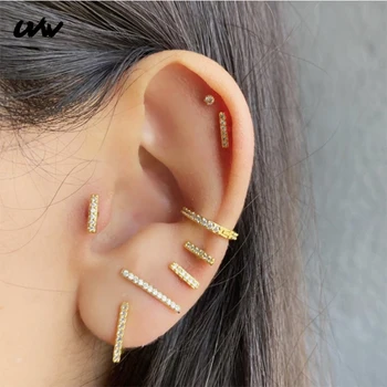 

2pc Tiny 316L CZ Minimalist Stud Earrings Bar Helix Daith Tragus Piercing Body Jewelry Women Accessories Brincos UVW255