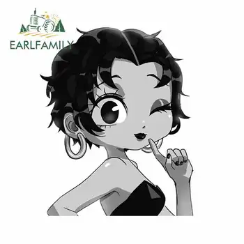 

EARLFAMILY 13cm x 10.7cm Laptop Windows Decal Repair Car Sticker For Betty Boop Campervan Cartoon lovely Decals Trunk