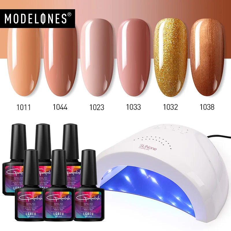 Modelones 7Pcs/Lot Nail Lamp Semi Permanent Led Gel Polish Kits Smart Sensor 36W/48W UV Lamp Nail Cure Machine Gel Lacquer Kits - Цвет: 48W LED LAMP KITS