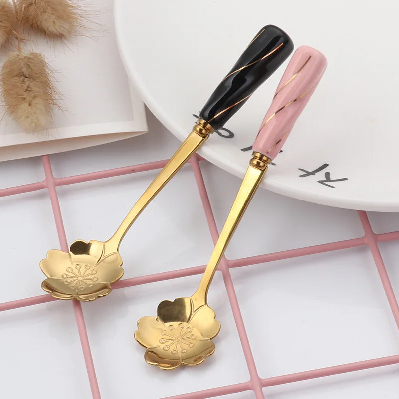 1 шт. нержавеющая сталь цветочный дизайн ложка для чая и кофе маленькая