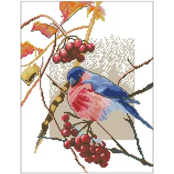 

Little bird on the red fruit tree Counted Cross Stitch 11CT 14CT 18CT DIY Chinese Cross Stitch Kits Embroidery Needlework Sets