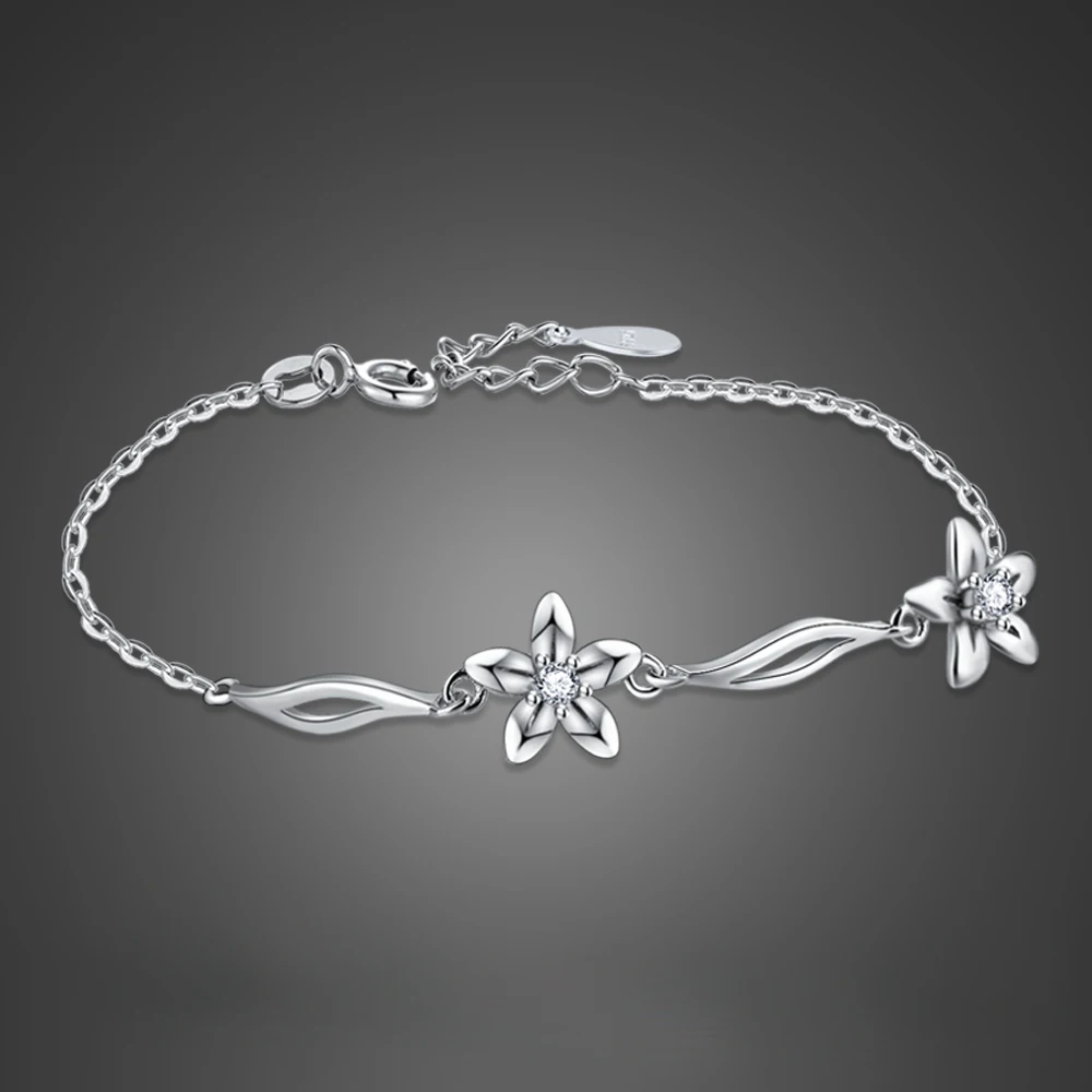 

Браслет женский из серебра 925 пробы с листьями баухинии
