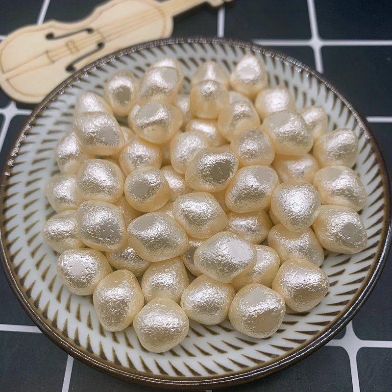 Promoción Cuentas de perlas de imitación para fabricación de joyas, abalorios de 15x12mm, con piel arrugada de ABS, abalorios de marfil para DIY, collar, pulsera, 20 Uds. KJnrm8z57