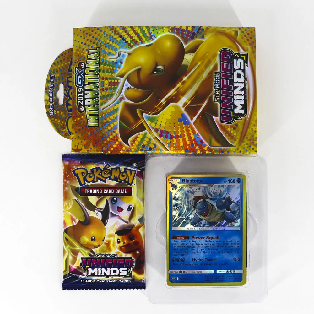 TAKARA TOMY Pokemon Cards SUN& MOON UNIFIED MINDS настольная игра флэш-карта 48 шт. боевые игрушки блестящая коробка для детей