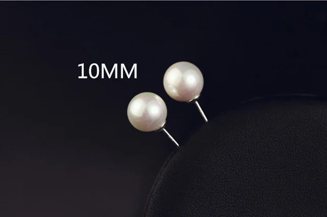 Diameter 10 mm Серебро 925 ювелирных изделий из серебра Серьги с жемчугом для Для женщин Серебряные серьги со шпилькой популярные вечерние Обручение свадебные серьги, ювелирные изделия - Цвет камня: Diameter 10 mm