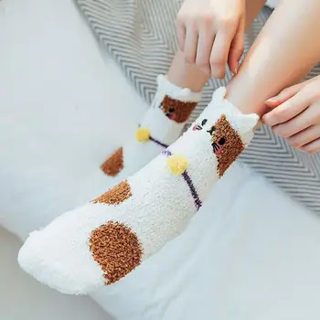 

Women Soft Fuzzy Slipper Socks Cute 3D Ear Cartoon Meow Cat Fluffy Plush Hosiery