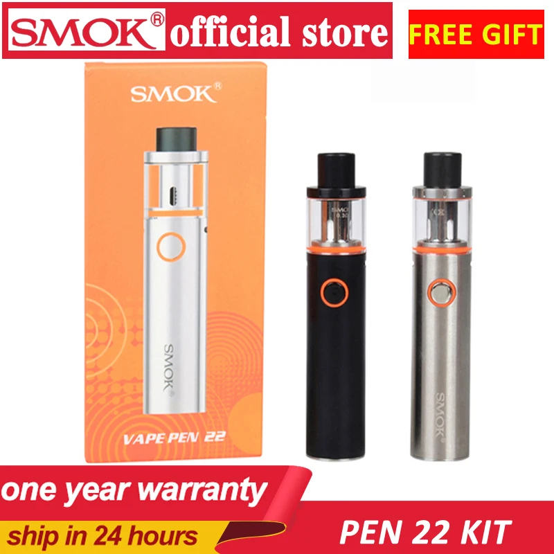 

Smok Vape Pen 22 Kit Built-in 1650mah Battery with Vape Pen 22 Tank 0.3ohm Dual Core with LED Indicator e electronic cigarette