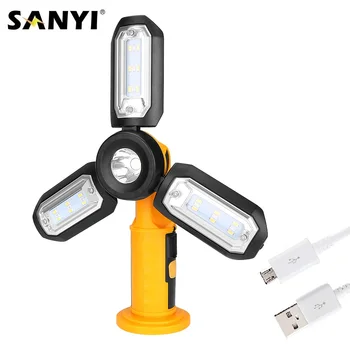 

COB LED Portable Lantern Camping Tent Flashlight USB Rechargeable Working Light Power Bank Magnetic Fan Lights For Night Fishing
